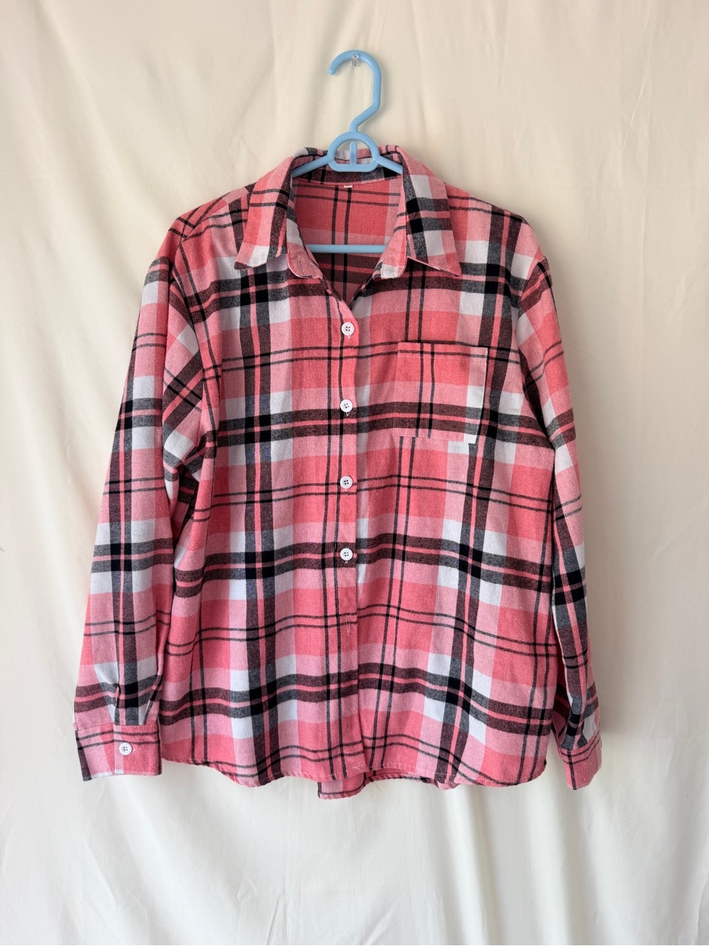 Women's Pink Plaid Button-Up Shirt